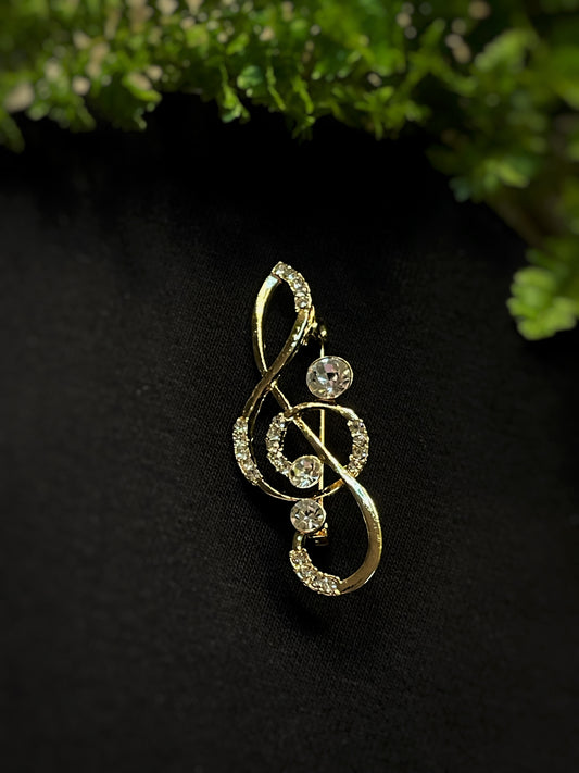 Sparkle/Pearl Treble Clef Brooch