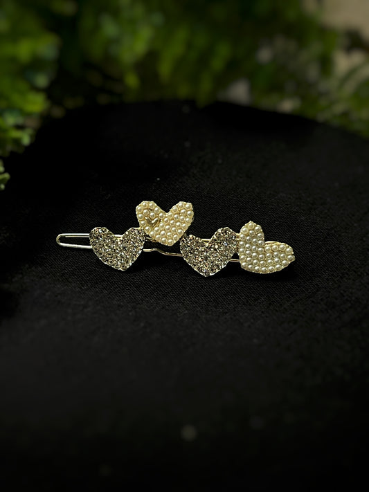Pearl & Sparkle Four Heart Hair Clip
